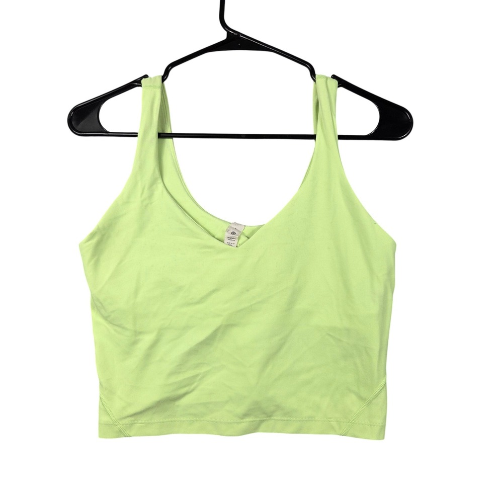 Lululemon Align Tank Top Women 8 Green Excellent Cropped Nulu Yoga Bra
